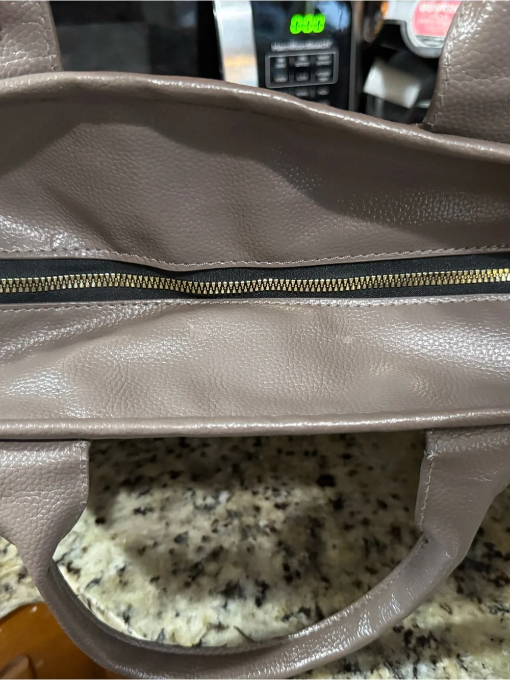 Marc Jacobs Taupe Pebbled Leather Tote with Leopard Strap